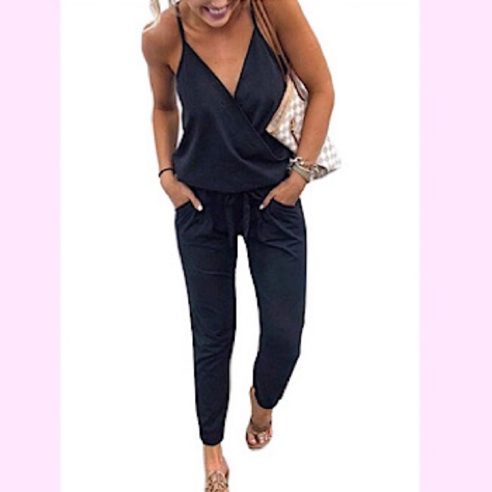 🆕Casual Short Sleeve Elastic Waist Jumpsuit - Picture 1 of 2